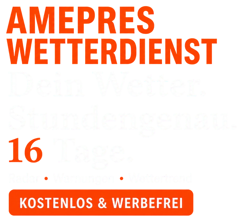 AMEPRES Wetterdienst. Dein Wetter. Stundengenau. 16 Tage. Radar, Warnungen, Wettertrend. Kostenlos und werbefrei.